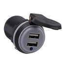 Dual USB 5V 4.2A Socket Charger 12-24 Volt IP66 Waterproof Spring Cover Power Outlet for Car Boat Motorcycle Blue LED
