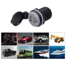 Dual USB 5V 4.2A Socket Charger 12-24 Volt IP66 Waterproof Spring Cover Power Outlet for Car Boat Motorcycle Blue LED