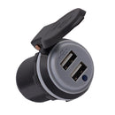 Dual USB 5V 4.2A Socket Charger 12-24 Volt IP66 Waterproof Spring Cover Power Outlet for Car Boat Motorcycle Blue LED