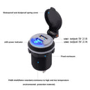 Dual USB 5V 4.2A Socket Charger 12-24 Volt IP66 Waterproof Spring Cover Power Outlet for Car Boat Motorcycle Blue LED