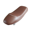 Universal Motorcycle Hump Vintage Retro Cafe Racer Brown Seat Cushion with White Piping