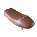 Universal Motorcycle Hump Vintage Retro Cafe Racer Brown Seat Cushion with White Piping