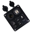 3 Gang Rocker Switch Panel Dual USB Charger With LED Light For Boat Marine