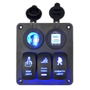 3 Gang Rocker Switch Panel Dual USB Charger With LED Light For Boat Marine