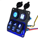 3 Gang Rocker Switch Panel Dual USB Charger With LED Light For Boat Marine