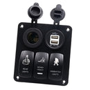 3 Gang Rocker Switch Panel Dual USB Charger With LED Light For Boat Marine