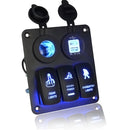 3 Gang Rocker Switch Panel Dual USB Charger With LED Light For Boat Marine