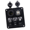 3 Gang Rocker Switch Panel Dual USB Charger With LED Light For Boat Marine