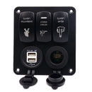 3 Gang Rocker Switch Panel Dual USB Charger With LED Light For Boat Marine