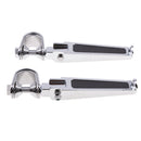 Universal Chrome Motorcycle Anti-Vibrate Engine Guard Foot Pegs w/ Clamp Footpegs Footrest