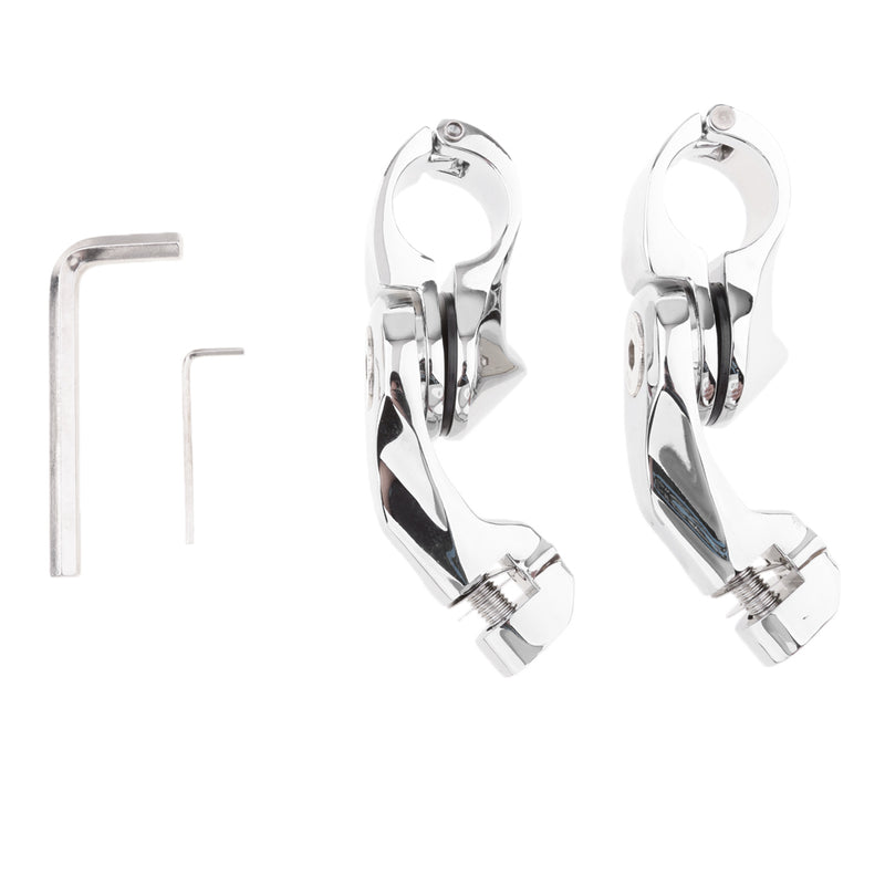 1" 32mm Chrome Highway Short Angled Foot Peg Mount Kit For Harley Touring