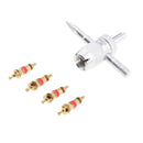 4-Way Tyre Tire Valve Repair Tool Car Motorcycle Bike with 4 Valve Cores