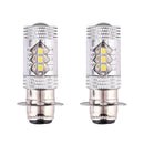 1 Pair 6000K H6 80W Motorcycle White LED Headlights Fog Lamp Bulbs