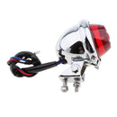 Motorcycle Chrome Housing Red LED Tail Brake Light Rear Signal Lamp Silver Houing 12 Volts For Chopper Bobber