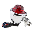 Motorcycle Chrome Housing Red LED Tail Brake Light Rear Signal Lamp Silver Houing 12 Volts For Chopper Bobber