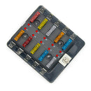 10 Way Circuit Automotive Car Boat Blade Fuse Box Block Holder with Cover