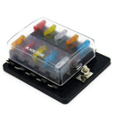 10 Way Circuit Automotive Car Boat Blade Fuse Box Block Holder with Cover