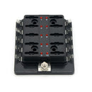 10 Way Circuit Automotive Car Boat Blade Fuse Box Block Holder with Cover
