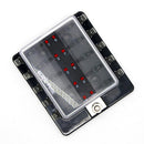 10 Way Circuit Automotive Car Boat Blade Fuse Box Block Holder with Cover
