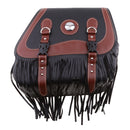 Black & Brown Retro Leather Motorcycle Tassels SaddleBags Panniers Luggage