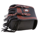 Black & Brown Retro Leather Motorcycle Tassels SaddleBags Panniers Luggage