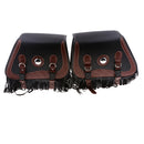 Black & Brown Retro Leather Motorcycle Tassels SaddleBags Panniers Luggage