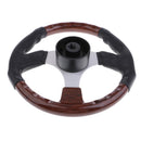 320mm Wooden 3 Spoke 3/4'' Boat Steering Wheel Marine Yacht Pontoon Boat Wheel & Soft Grip, Center Cap