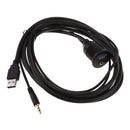 3.5mm AUX Socket Extension USB 3.0 Car Boat Marine Motorcycle Dashboard Flush Mount Panel Cable 2m