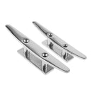 5 Inch + 6 Inch Stainless Steel Low Flat Boat Cleat Kayak Dock Base Marine Grade