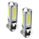 2 Pieces White COB LED Motor Bike/ATV Headlight Bulb Fog Light H6M PX15d