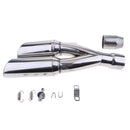 51MM 2'' Dual-Outlet Exhaust Muffler Pipe Silencer Slip on for Yamaha Silver