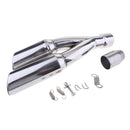 51MM 2'' Dual-Outlet Exhaust Muffler Pipe Silencer Slip on for Yamaha Silver