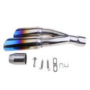 51MM 2'' Dual-Outlet Exhaust Muffler Pipe Silencer Slip on for Yamaha Blue