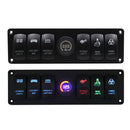 Universal Waterproof 6 Gang LED Rocker Switch Panel Circuit Breaker Voltmeter 12V 24V for Boat SUV Truck