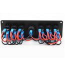 Universal Waterproof 6 Gang LED Rocker Switch Panel Circuit Breaker Voltmeter 12V 24V for Boat SUV Truck