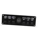 Universal Waterproof 6 Gang LED Rocker Switch Panel Circuit Breaker Voltmeter 12V 24V for Boat SUV Truck