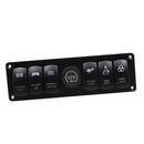 Universal Waterproof 6 Gang LED Rocker Switch Panel Circuit Breaker Voltmeter 12V 24V for Boat SUV Truck