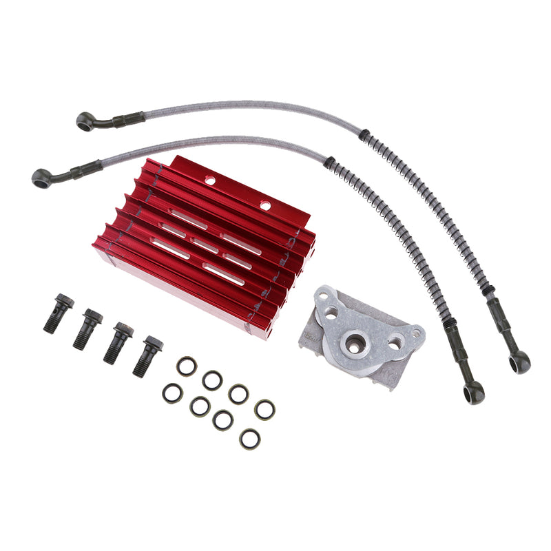 1 Set Iron Motorbike Engine Fuel Cooling Radiator & Hose 125cc for Pit Dirt Bike Red
