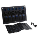 12V/24V 6 Gang Car Marine Boat RV Breaker Rocker Switch Panel Overload Protection Universal