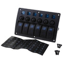 12V/24V 6 Gang Car Marine Boat RV Breaker Rocker Switch Panel Overload Protection Universal