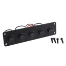 5 GANG 12-24V ON/OFF Round Rocker Toggle Switch Panel Green LED