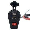 12-24V 3.1A Car Motorcycle Dual USB 2 Port Charger Adapter w/ On Off Switch