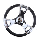 350mm 3/4'' Steering Wheel with Polished Chromed Spokes for Marine Boat Yacht