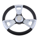 350mm 3/4'' Steering Wheel with Matte Chromed Spokes for Marine Boat Yacht
