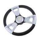 350mm 3/4'' Steering Wheel with Matte Chromed Spokes for Marine Boat Yacht