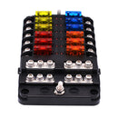 12-Way Fuse Box Blade Holder Block LED Vehicle Circuit for Car Auto 32V 100A