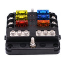 6 Way DC 32V Fuse Holder Box With Spade Terminals 5A 10A 15A 20A Fuse