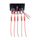 Blue LED 5 Gang Toggle Rocker Switch Panel Dual USB Socket Charger Voltmeter for Marine Boat