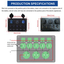 Blue LED 5 Gang Toggle Rocker Switch Panel Dual USB Socket Charger Voltmeter for Marine Boat