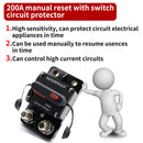 200A Circuit Breaker with Manual Reset IP67 Waterproof for Marine Car RV